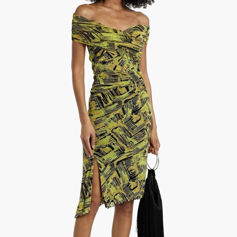 Diane Von Furstenberg - Lovina Dress - Women's M - Bamboo Chartreuse - NWT